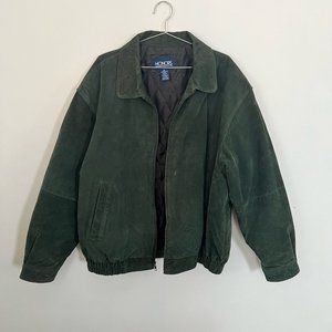 Vintage Honors Genuine Suede Leather Jacket, Green Size XL
